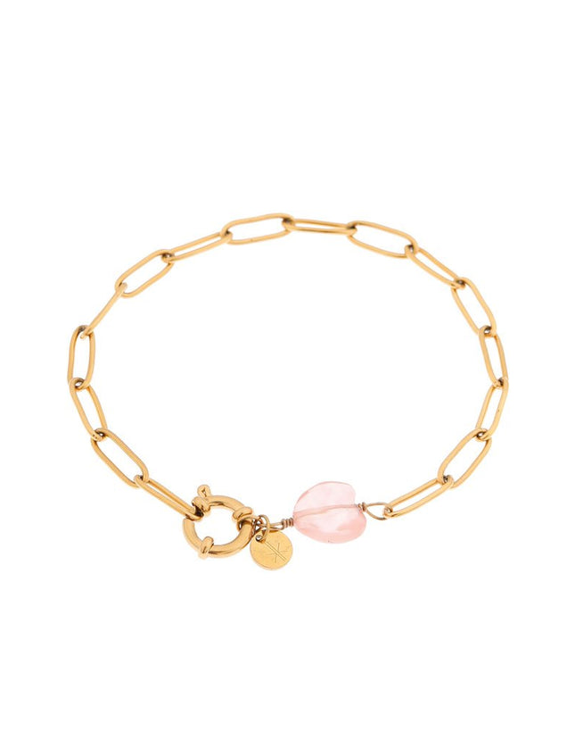 Bracelet Hold On Pink Heart Gold - Things I Like Things I Love