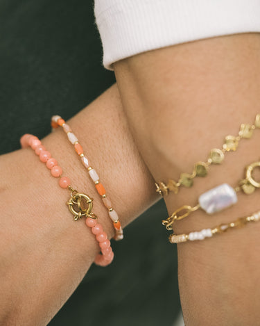 Bracelet Pastel Pink Beads Gold - Things I Like Things I Love