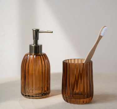 Brown Glass Soap Dispenser - Things I Like Things I Love