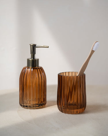 Brown Glass Soap Dispenser - Things I Like Things I Love