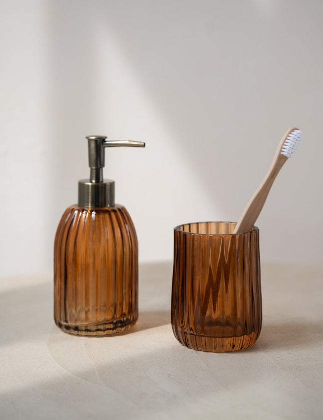 Brown Glass Soap Dispenser - Things I Like Things I Love