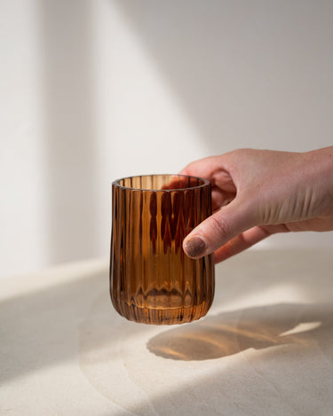 Brown Glass Toothbrush Cup - Things I Like Things I Love