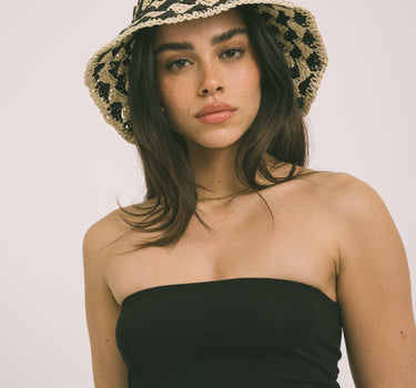 Bucket Hat Zigzag Black Beige - Things I Like Things I Love