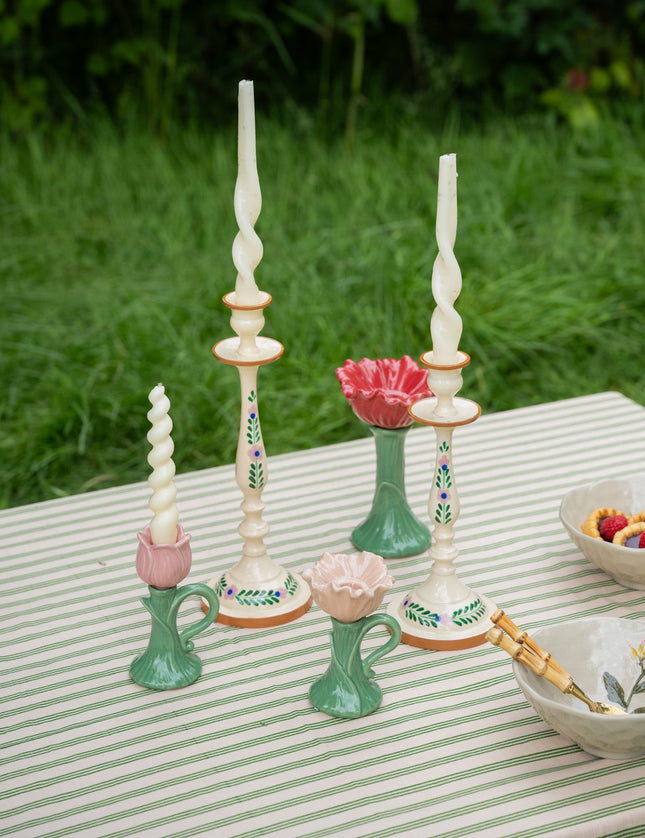 Candle Holder Beige Flower - Things I Like Things I Love