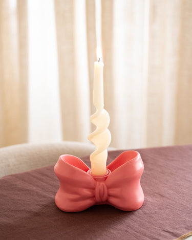 Candle Holder Bow Pink - Things I Like Things I Love