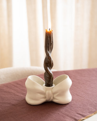 Candle Holder Bow White - Things I Like Things I Love