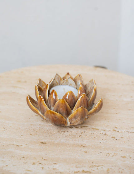 Candle Holder Lotus Taupe - Things I Like Things I Love