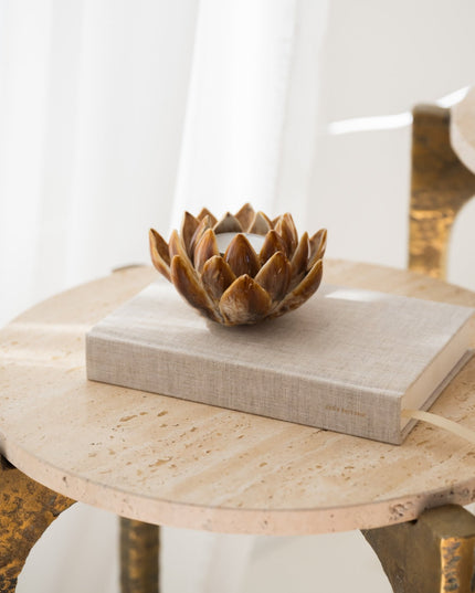 Candle Holder Lotus Taupe - Things I Like Things I Love