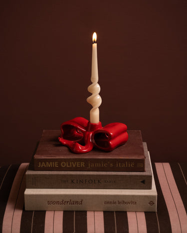 Candle Holder Ribbon Red - Things I Like Things I Love