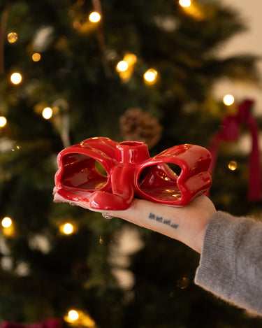 Candle Holder Ribbon Red - Things I Like Things I Love