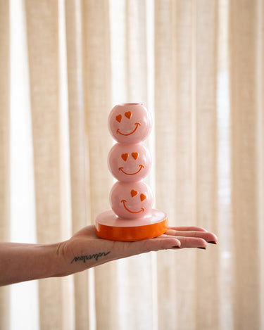 Candle Holder Smiley Pink - Things I Like Things I Love