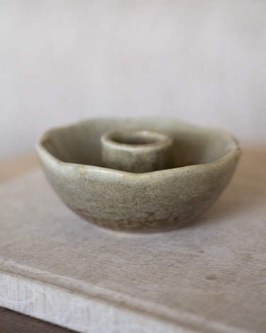 Candle Holder Stoneware Round - Things I Like Things I Love