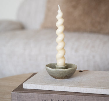 Candle Holder Stoneware Round - Things I Like Things I Love