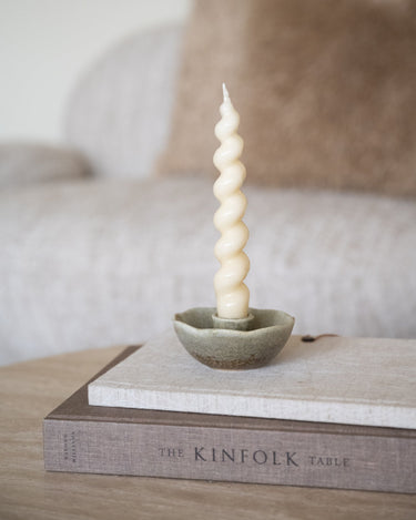 Candle Holder Stoneware Round - Things I Like Things I Love