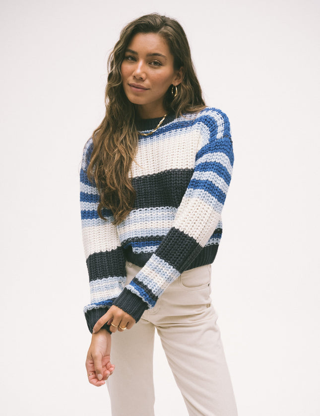 Charlie Stripe Knit Navy Blazer/Cerulean - Things I Like Things I Love