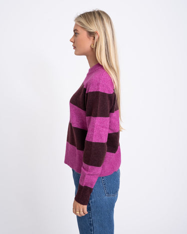 Chick Crew Neck Knit Fuchsia Red - Things I Like Things I Love