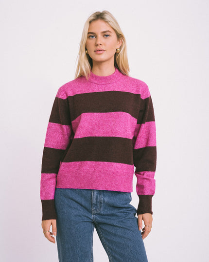 Chick Crew Neck Knit Fuchsia Red - Things I Like Things I Love