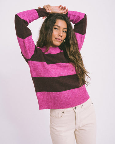 Chick Crew Neck Knit Fuchsia Red - Things I Like Things I Love