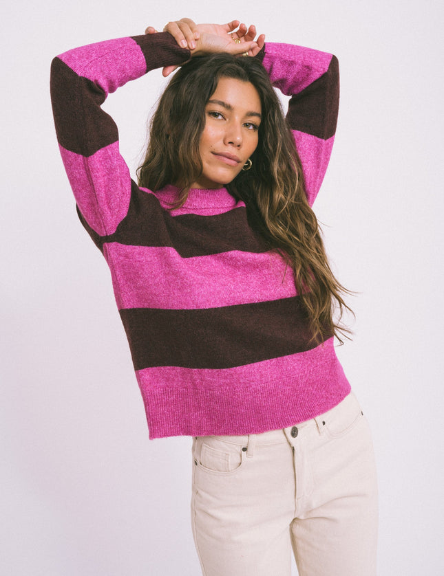 Chick Crew Neck Knit Fuchsia Red - Things I Like Things I Love