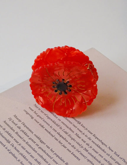 Claw Clip Poppy Flower Red - Things I Like Things I Love