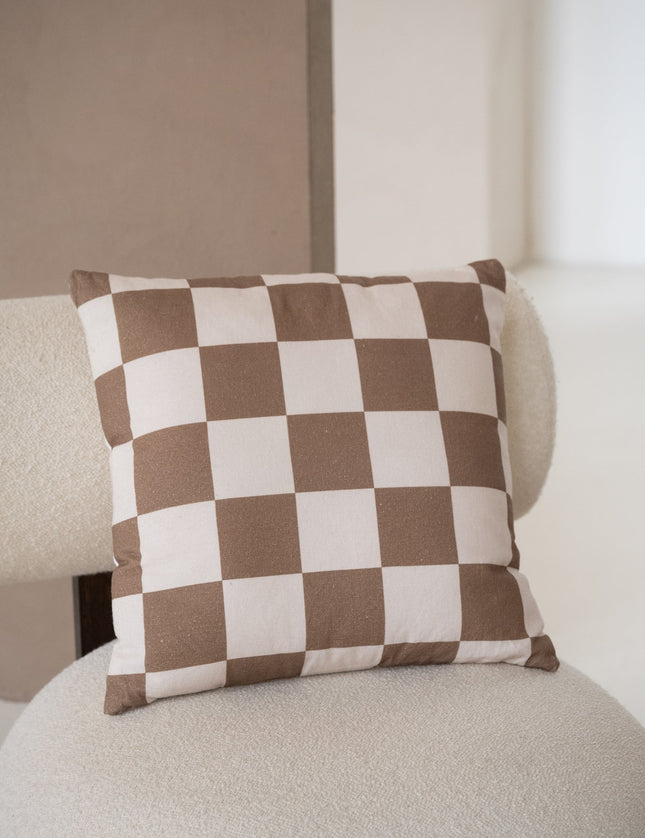 Cushion Check Brown/Creme - Things I Like Things I Love