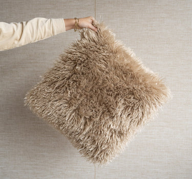 Cushion Hairy Faux Beige - Things I Like Things I Love