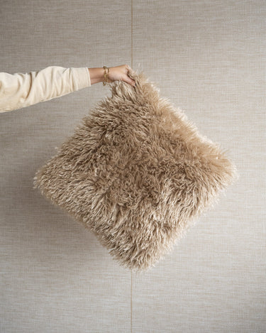 Cushion Hairy Faux Beige - Things I Like Things I Love