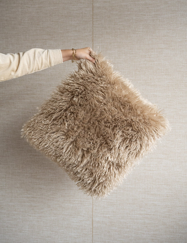 Cushion Hairy Faux Beige - Things I Like Things I Love