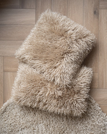 Cushion Hairy Faux Beige - Things I Like Things I Love