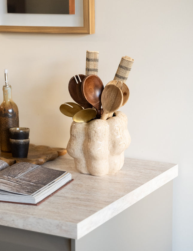 Cutlery Jar Ceramic Cream - Things I Like Things I Love