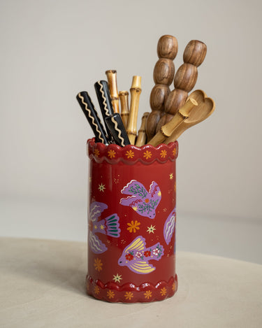 Cutlery Jar/Vase Purple Birds - Things I Like Things I Love