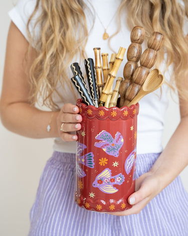 Cutlery Jar/Vase Purple Birds - Things I Like Things I Love