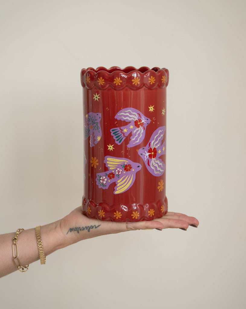 Cutlery Jar/Vase Purple Birds - Things I Like Things I Love