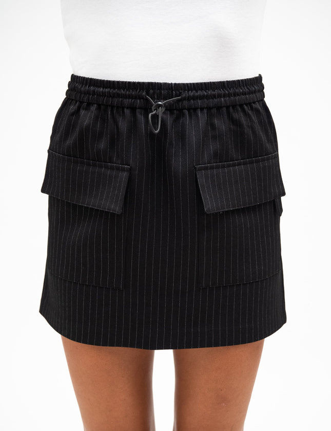 Dallas Black White Pinestripe Short Skirt - Things I Like Things I Love