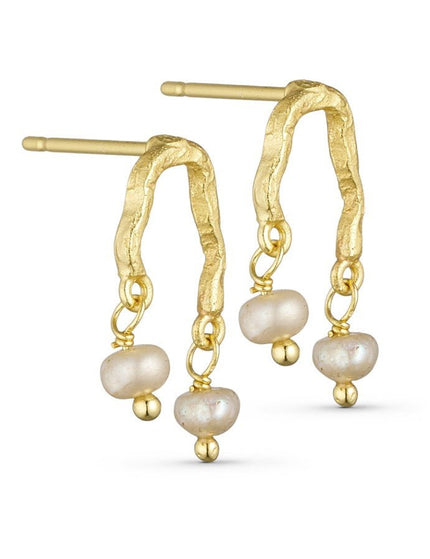 Earring Stud Arch Pearl Gold - Things I Like Things I Love