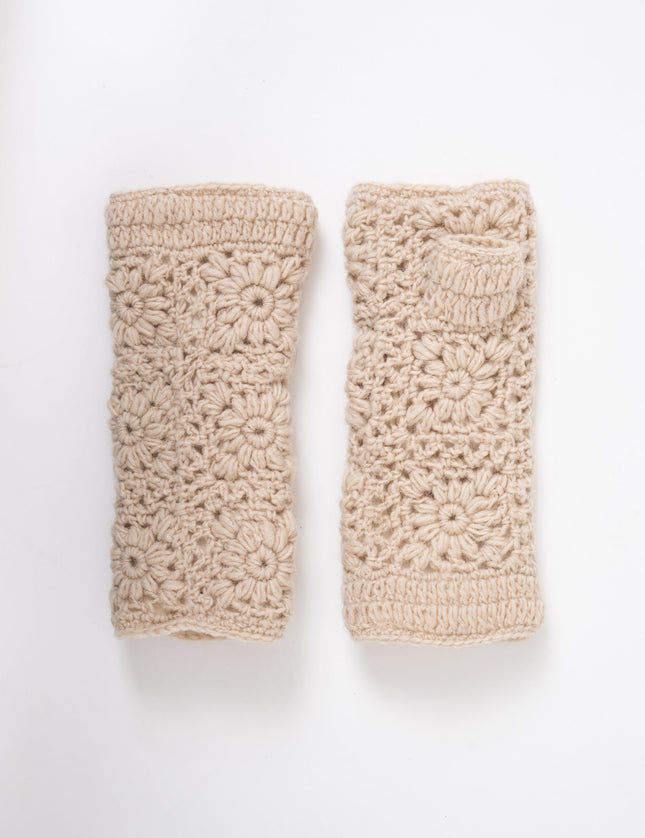 Fingerless Gloves Crochet Beige - Things I Like Things I Love