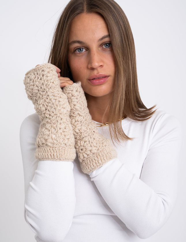 Fingerless Gloves Crochet Beige - Things I Like Things I Love