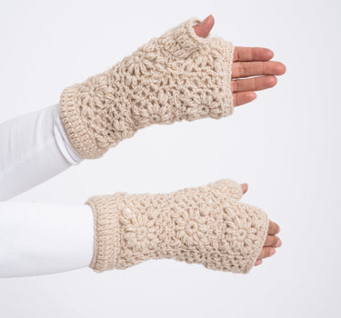 Fingerless Gloves Crochet Beige - Things I Like Things I Love