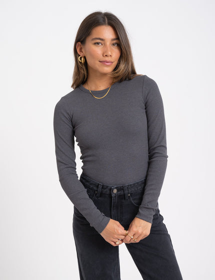 Freya Rib Tee Dark Grey Melange - Things I Like Things I Love