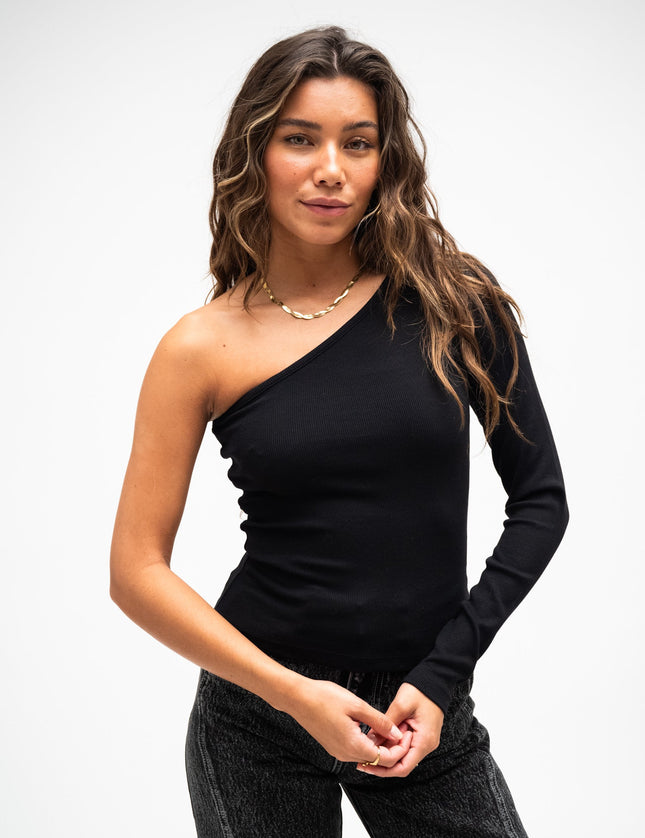 Funda One Shoulder Rib Black - Things I Like Things I Love