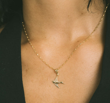 Goldfilled Necklace Charm Swallow - Things I Like Things I Love