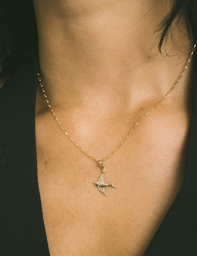 Goldfilled Necklace Charm Swallow - Things I Like Things I Love