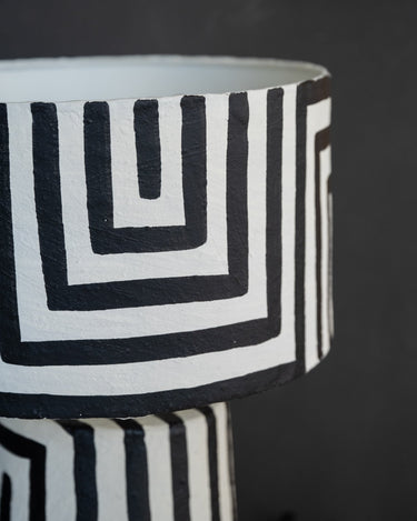 Hand Painted Table Lamp Stripe Black/White - Things I Like Things I Love