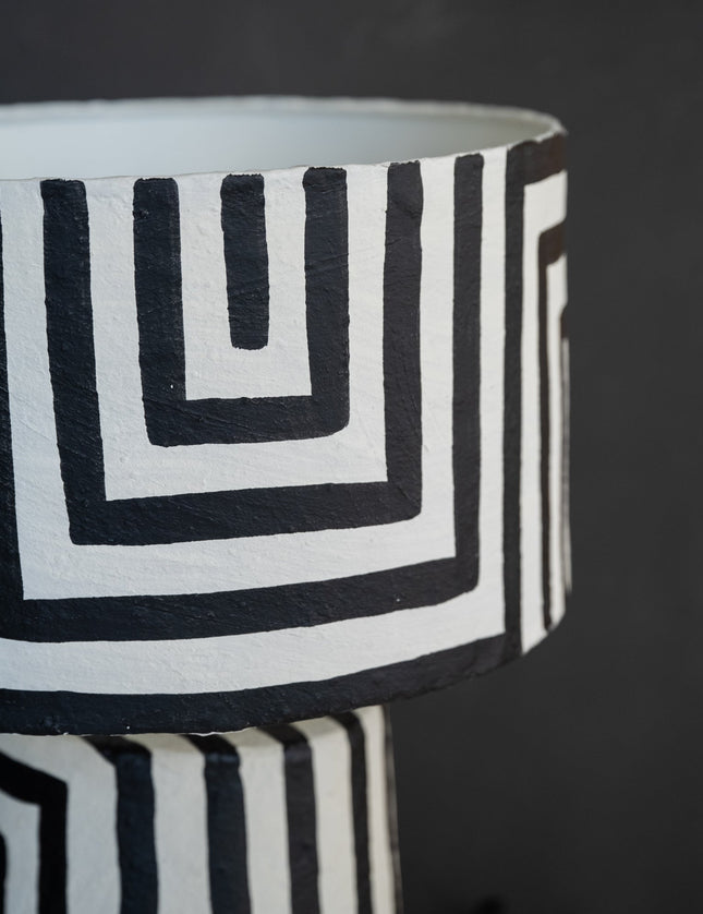 Hand Painted Table Lamp Stripe Black/White - Things I Like Things I Love