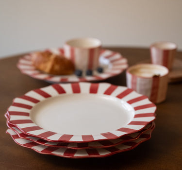 Handmade Hector Dinner Plate Red Stripe - Things I Like Things I Love