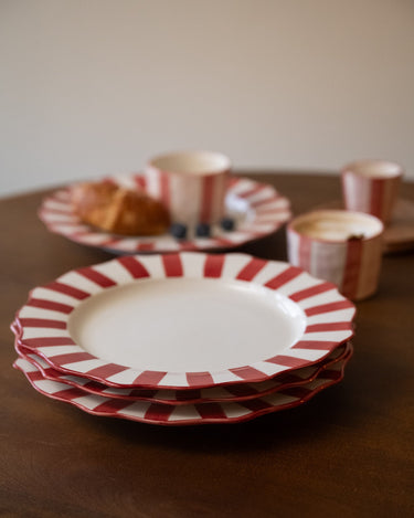 Handmade Hector Dinner Plate Red Stripe - Things I Like Things I Love