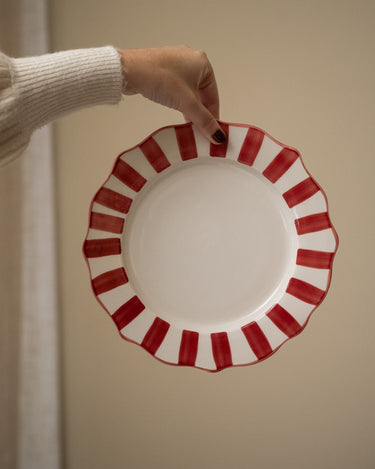 Handmade Hector Dinner Plate Red Stripe - Things I Like Things I Love