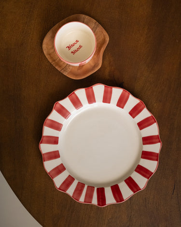 Handmade Hector Dinner Plate Red Stripe - Things I Like Things I Love