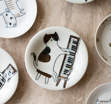 Handmade Japanese Neko Maruke Cat Piano Plate - Things I Like Things I Love