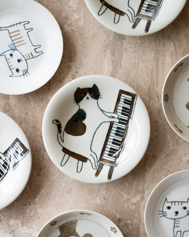 Handmade Japanese Neko Maruke Cat Piano Plate - Things I Like Things I Love